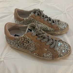 GOLDEN GOOSE - SuperStar Sneakers in Silver and Tan Suede